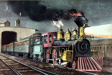 The Night Express: The Start, utgitt av Nathaniel Currier (1813-88) og James Merritt Ives (1824-95)